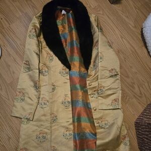 long silk/satin Asian inspired duster coat